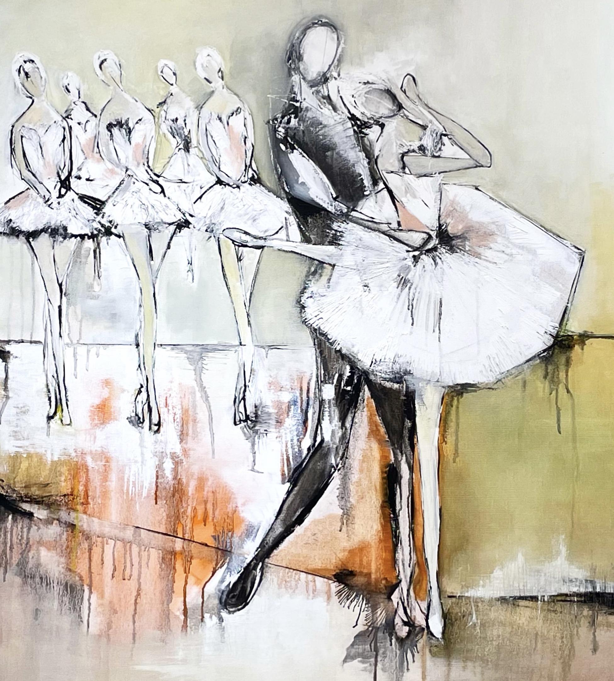 'Pas de Deux' - (Duet) signed lower right. The certificate of authentic is available. Live view available upon request . 

2021 Koko's latest collection of paintings are based on the Story of 'Swan Lake,' the ballet composed by Tchaikovsky.  The