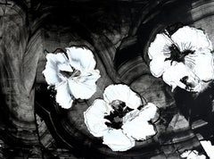 Pensée abstraite de fleurs, Pensée de peinture à l'huile, Pensée de fleurs, Pensée en noir et blanc.