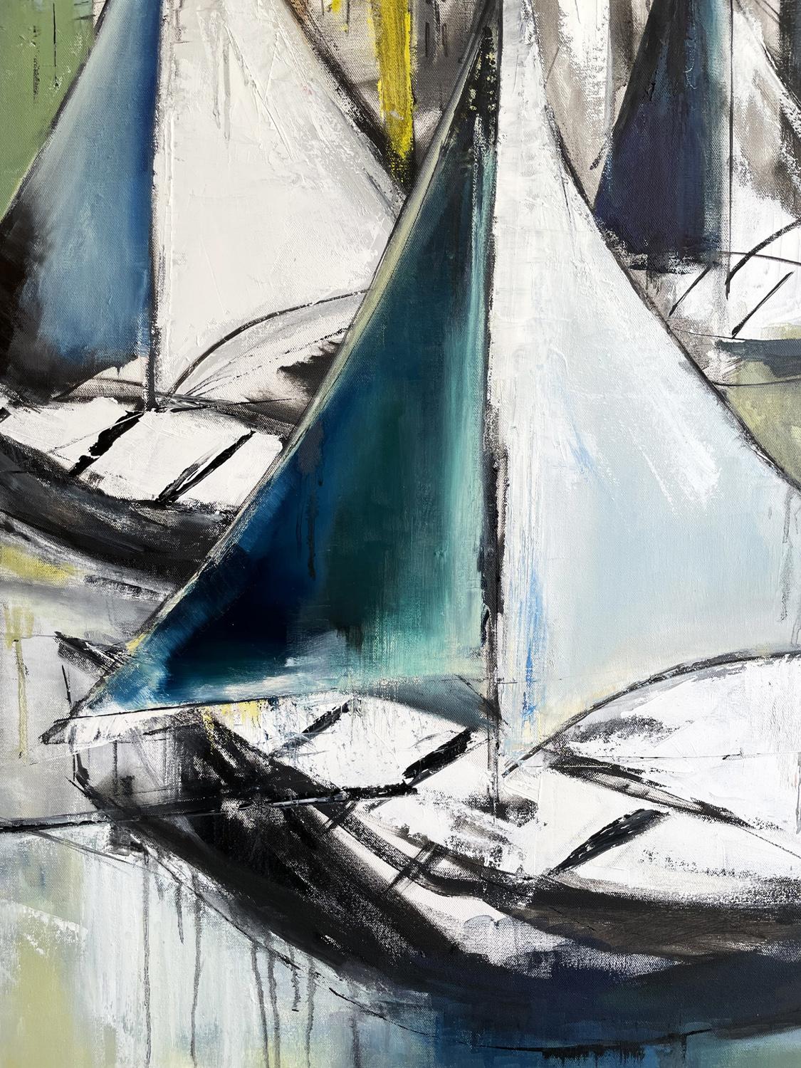 Sails at Coastal Town - Painting by KOKO HOVAGUIMIAN