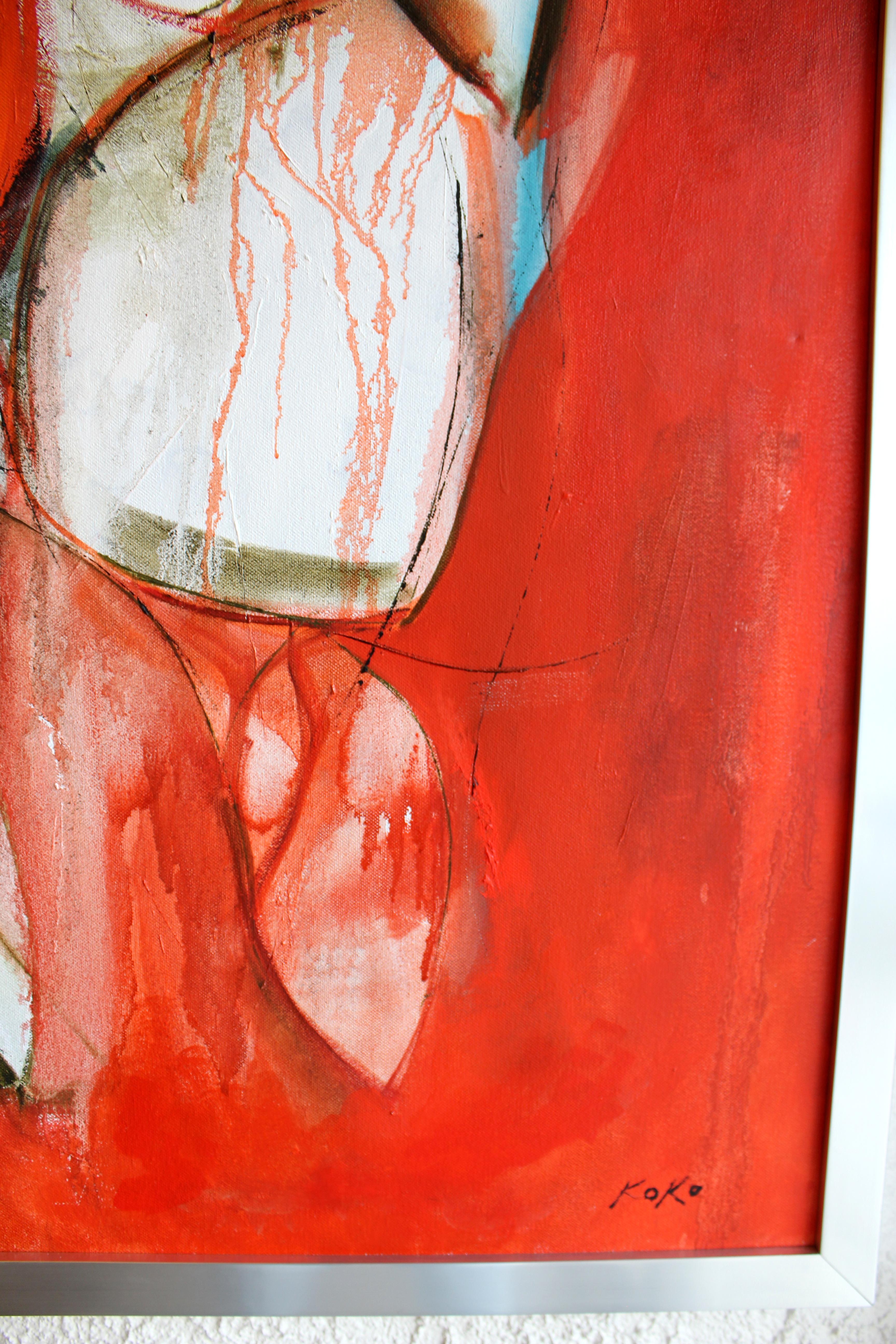 Deux personnages assis - Expressionnisme abstrait Painting par KOKO HOVAGUIMIAN