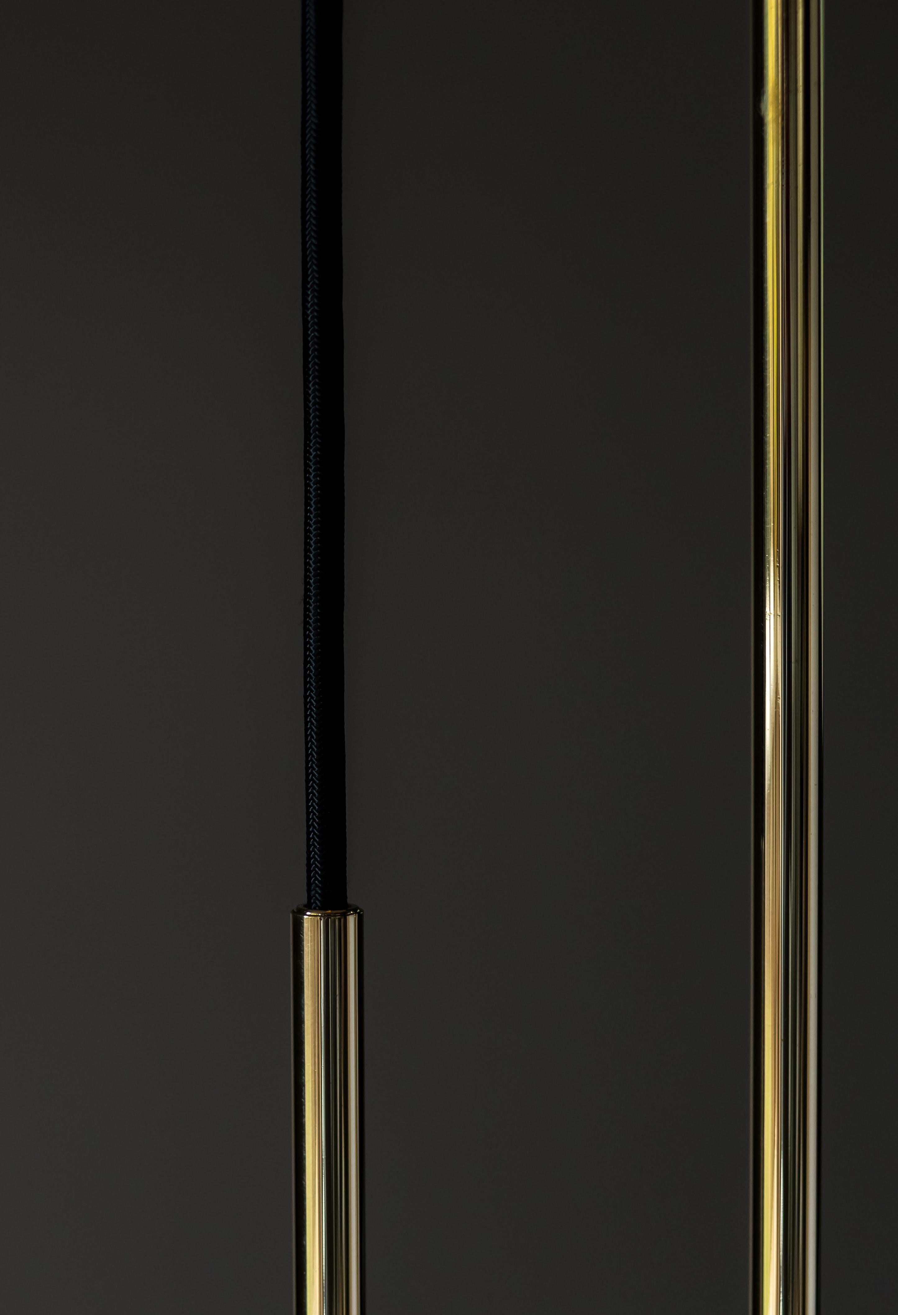 Art Deco Koko Modern Pendant Light with Black Cable, Satin Glass & Polished Brass Finish
