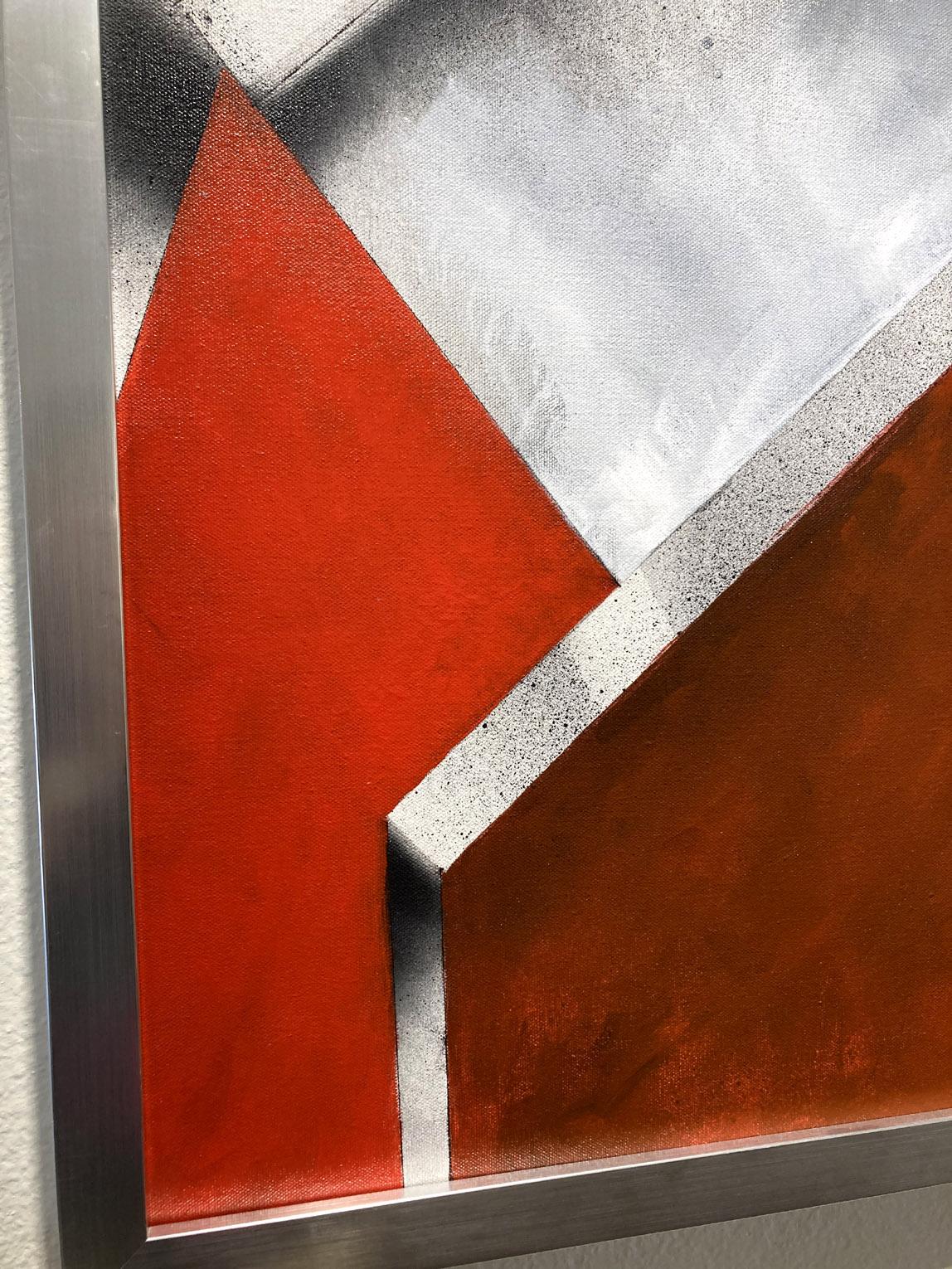 Oblique Construct, Red and Silver. - Painting by KOKO HOVAGUIMIAN