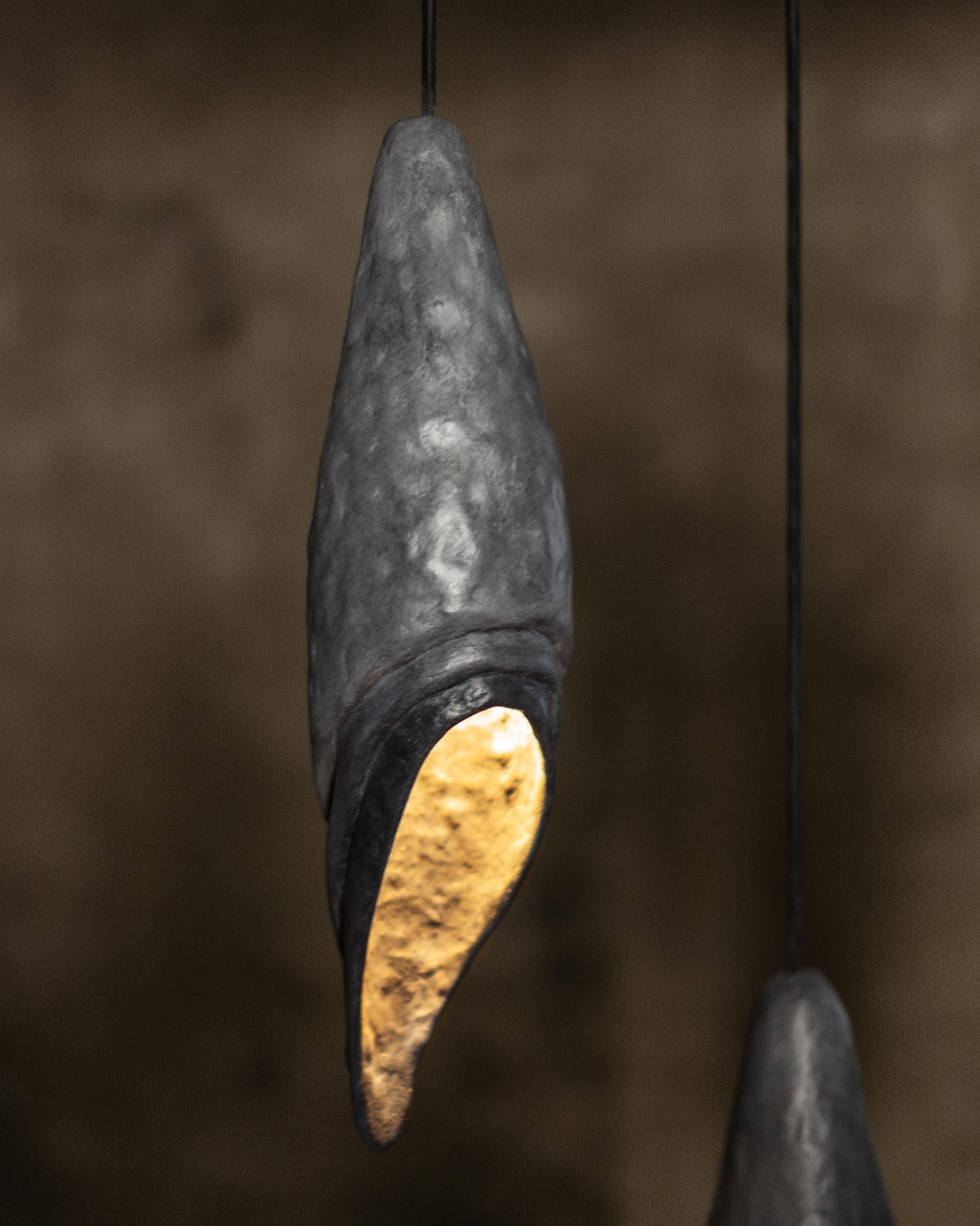 Hand-Crafted KOKON Contemporary Ceiling Lamp, Organic Bionic Design, Recycled Paper For Sale