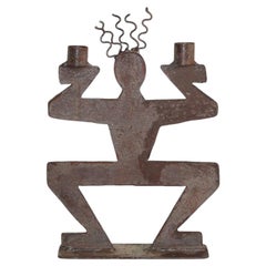 Kokopelli Iron Candle Holder, 1970s