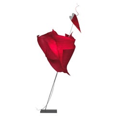 Kokoro red paper table lamp by Ingo Maurer