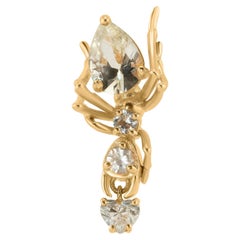 Kokoro Stud Earring in 14K Yellow Gold with 1.04 ct White Sapphire and Diamond