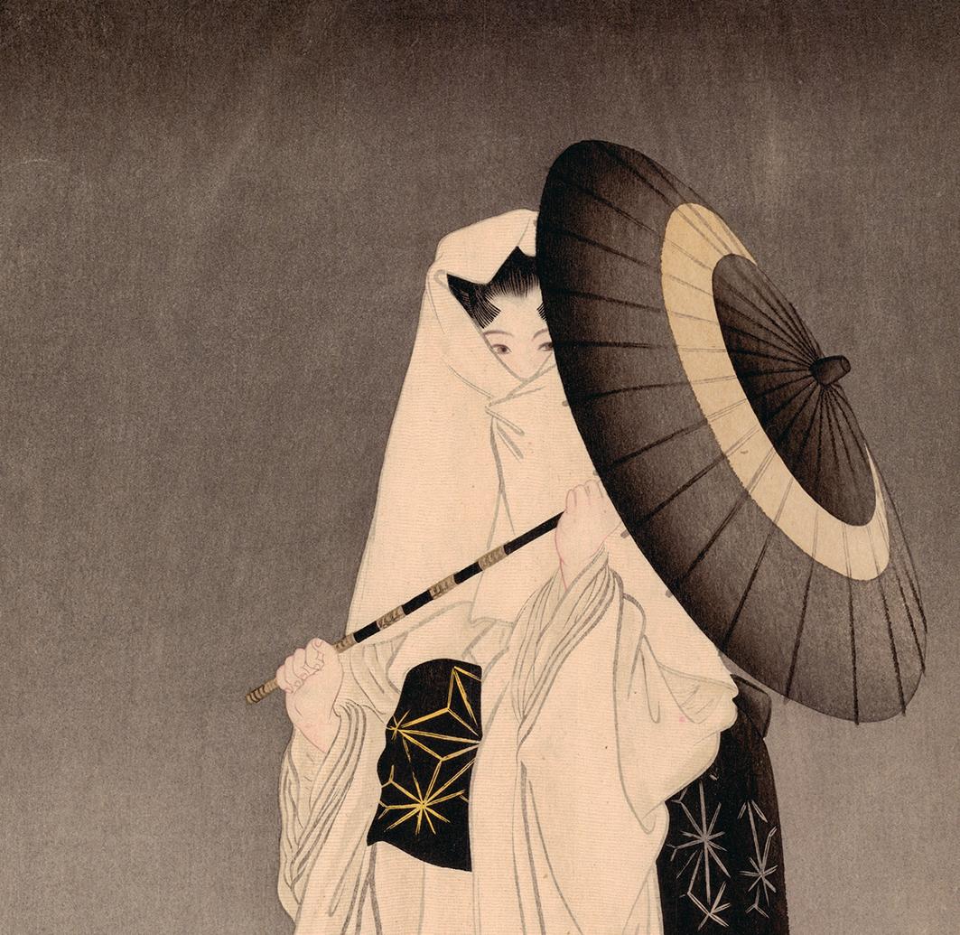 Original japanischer Holzschnittdruck, Ukiyo-e, Frau, Schönheit, Moderne, Heron, Jungfrau (Sonstige Kunststile), Print, von Kokyo Taniguchi