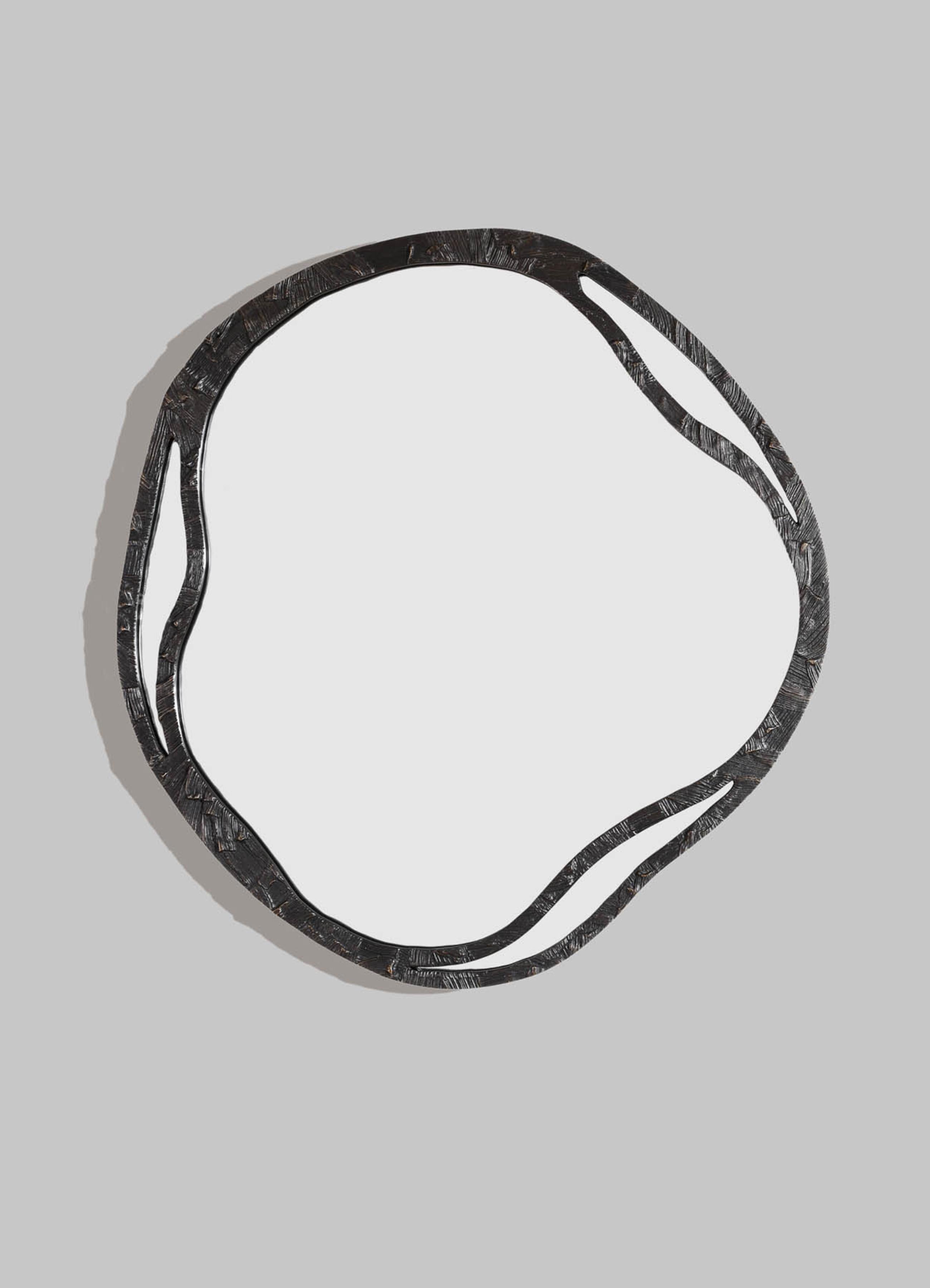 Contemporary wall mirror, Kolam Bronze in brass, Viya by Vikram Goyal