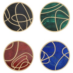 Sottobicchieri Kolam - Set di 4 in ottone con pietra semipreziosa