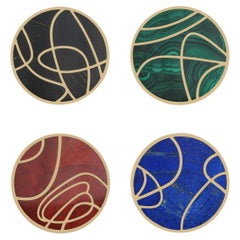 Sottobicchieri Kolam - Set di 4 in ottone con pietra semipreziosa