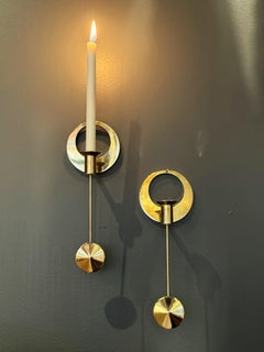 Kolbäck Coppia di candelieri da parete in ottone, anni '60.