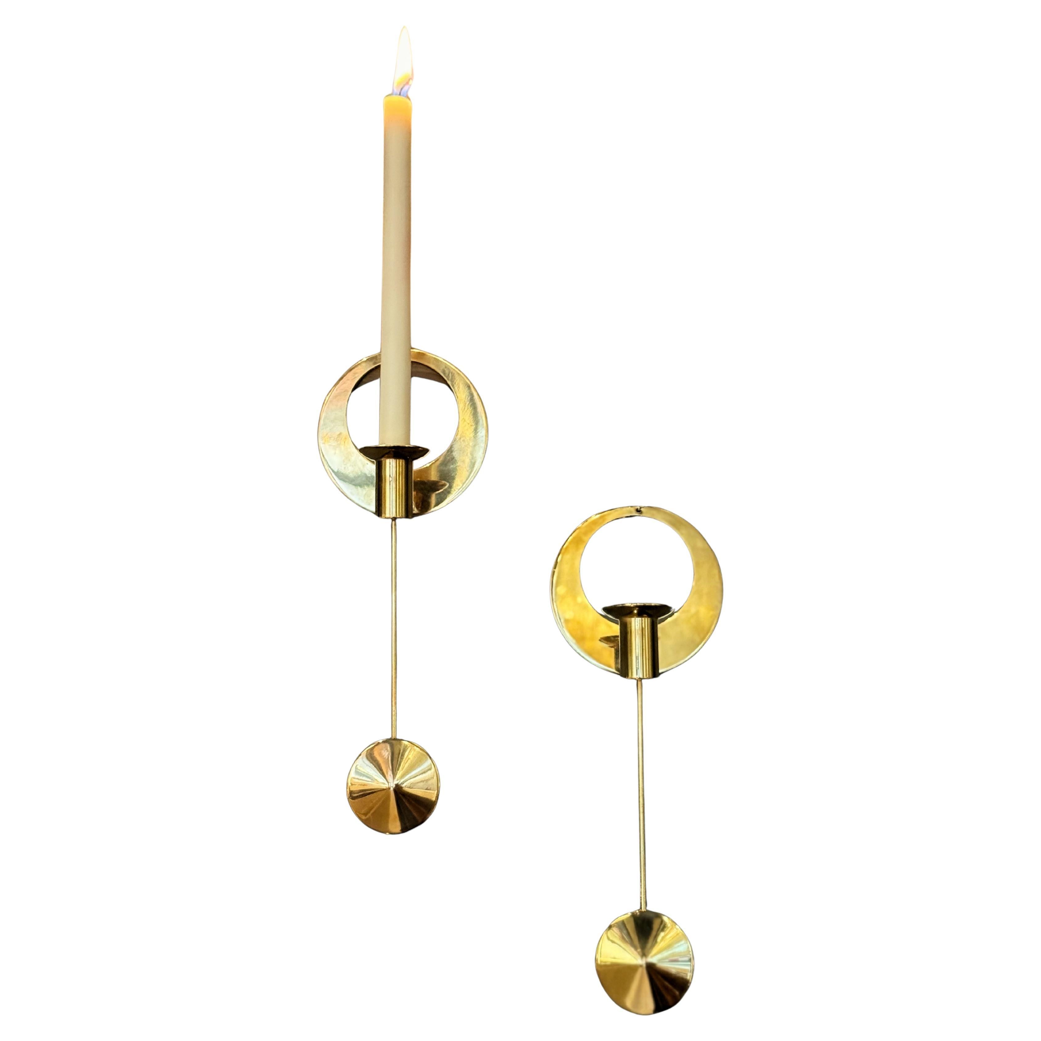 Kolbäck Paar Wandkerzenhalter aus Messing, 1960er Jahre.