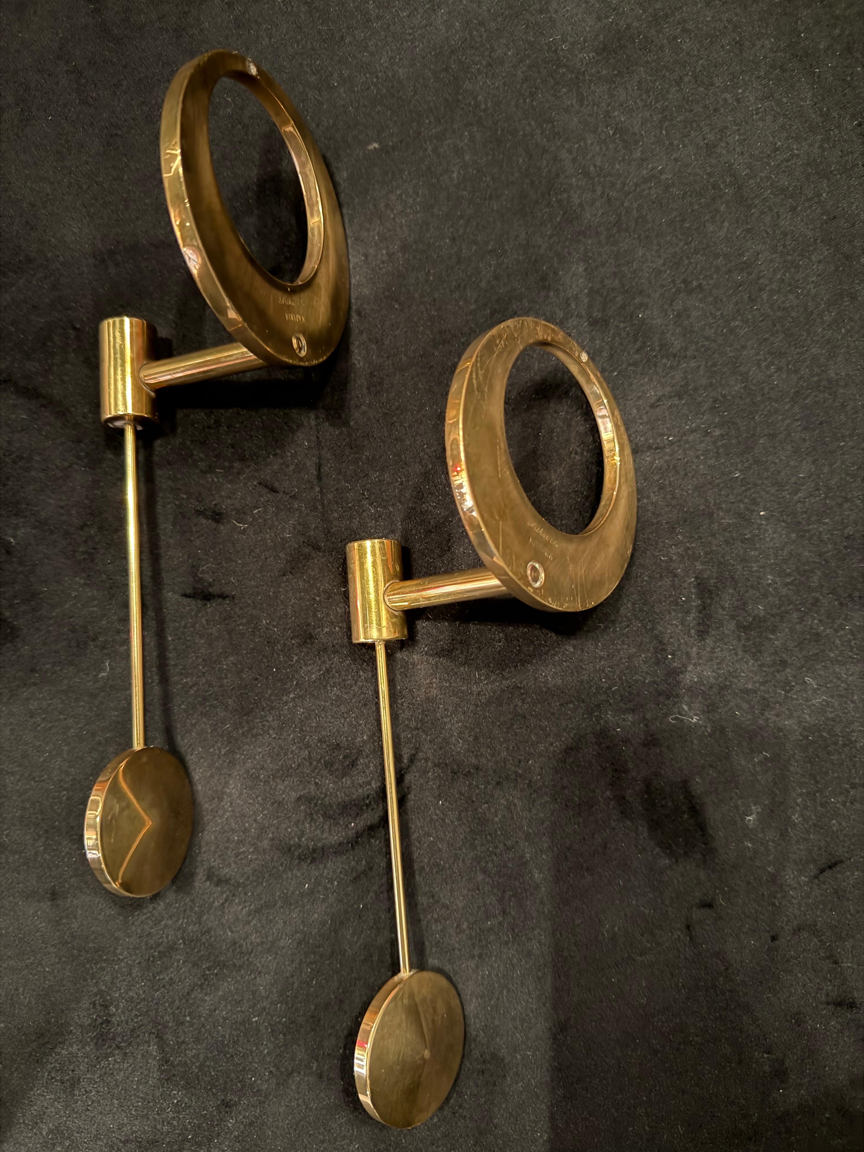 Kolbäck Paar Wandleuchter aus Messing, Schwedische Moderne 1960er Jahre. im Angebot 3