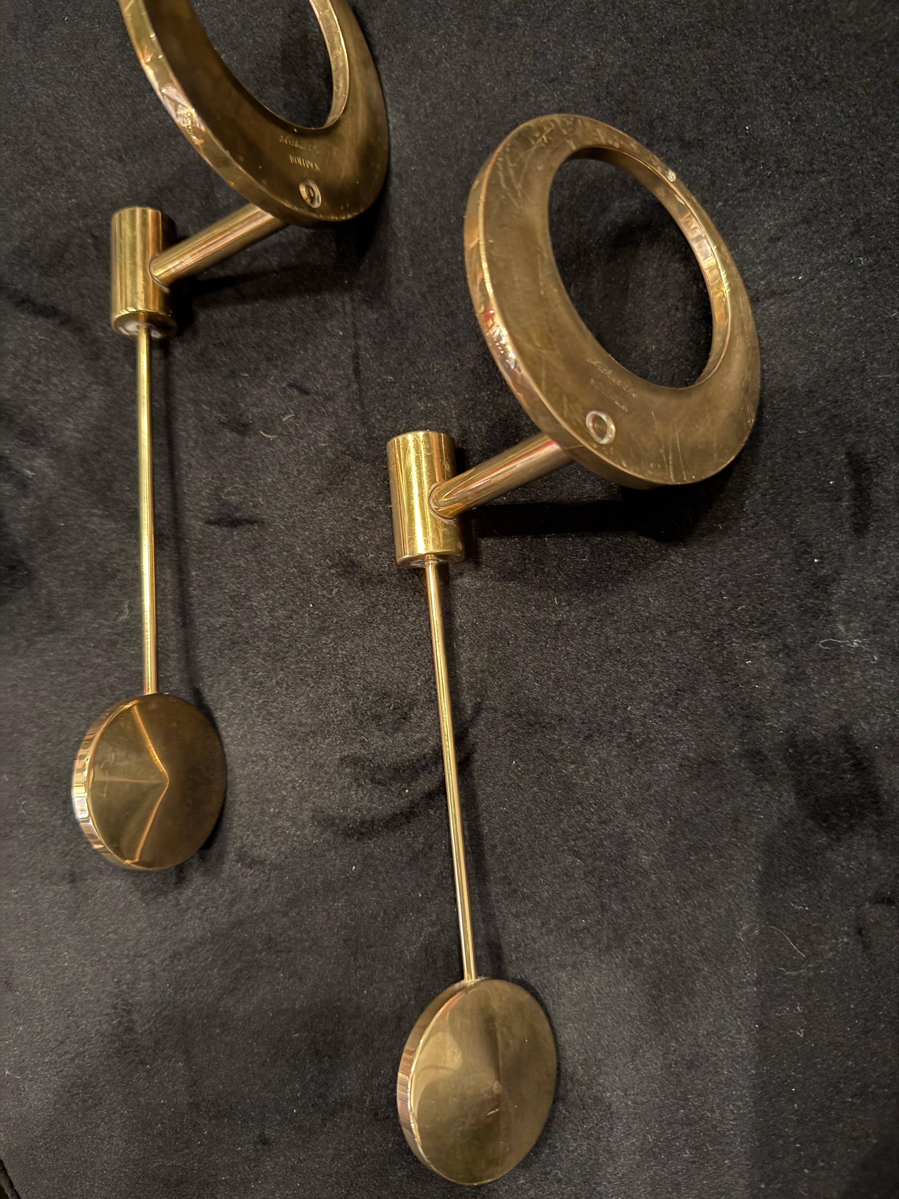 Kolbäck Paar Wandleuchter aus Messing, Schwedische Moderne 1960er Jahre. im Angebot 4