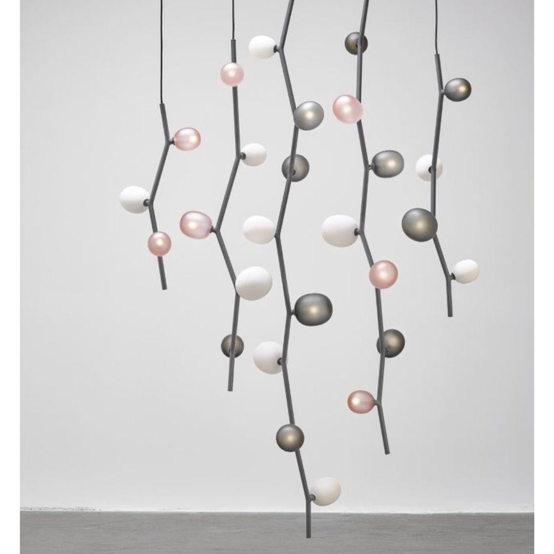 Koldova 'Ivy Vertical 4' Blown Light Pink Glass Pendant in White for Brokis For Sale 2