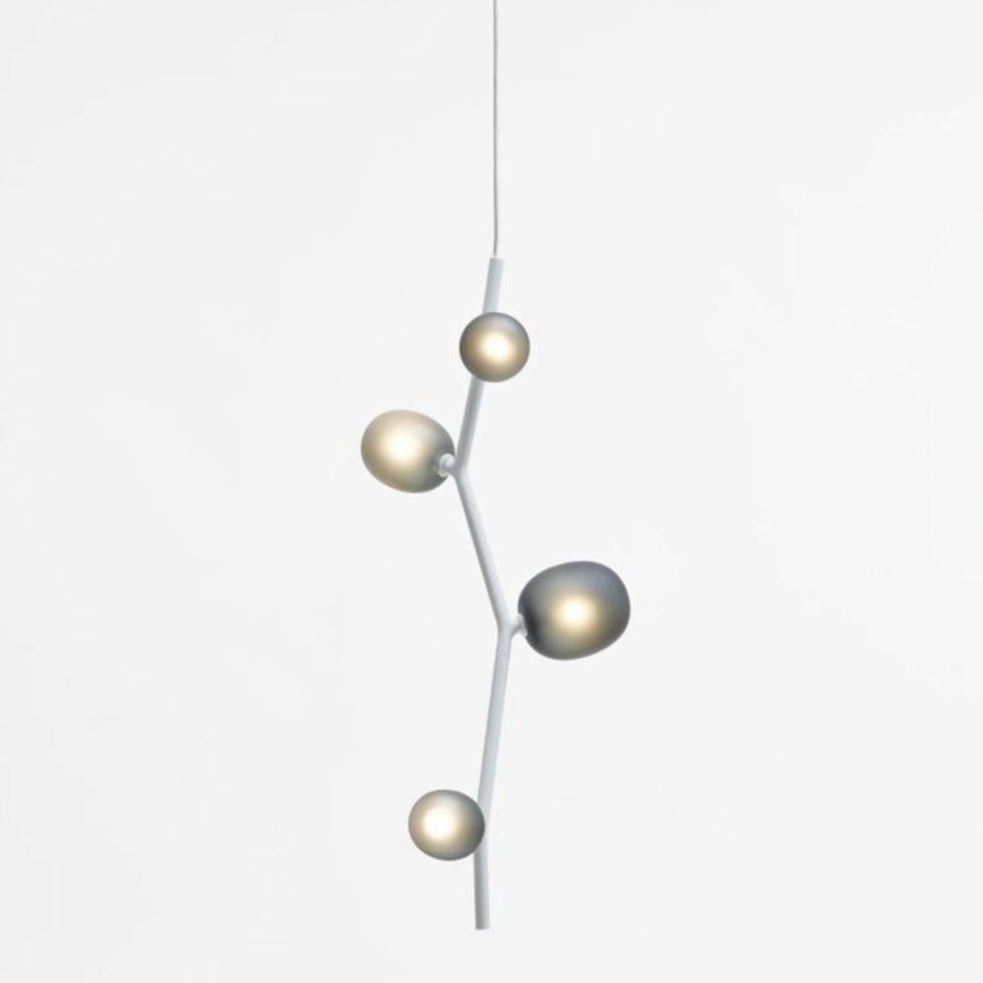 Mid-Century Modern Koldova 'Ivy Vertical 4' Blown Smoke Grey Glass Pendant in White for Brokis For Sale