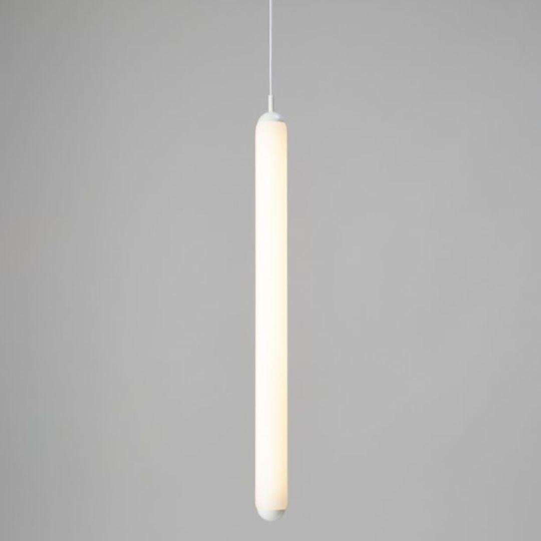 Czech Koldova Large 'Puro Solo Vertical' Blown Opal Glass Pendant in White for Brokis For Sale