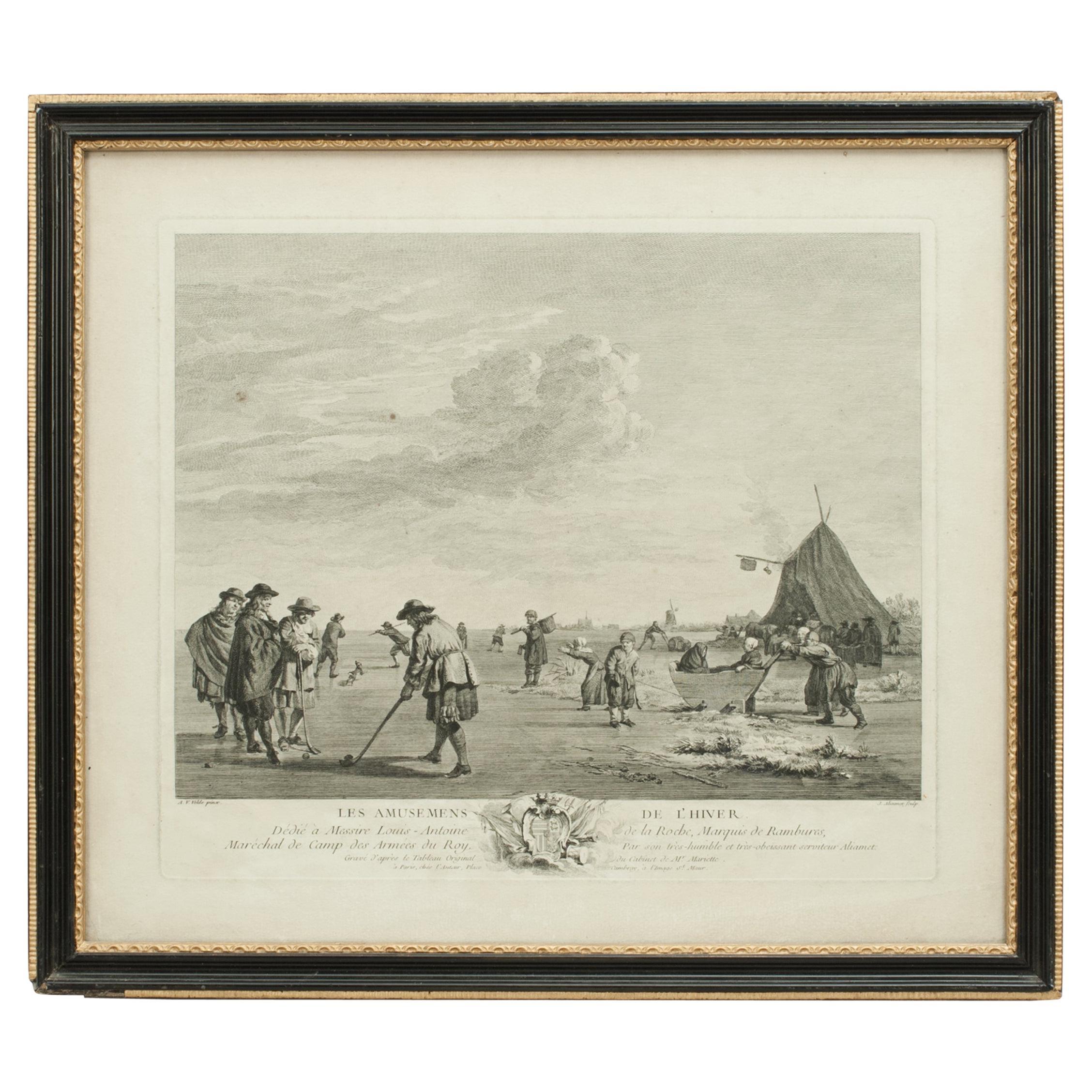 Kolf, Les Amusemens De L'hiver 'Winter Fun', Golf Engraving For Sale