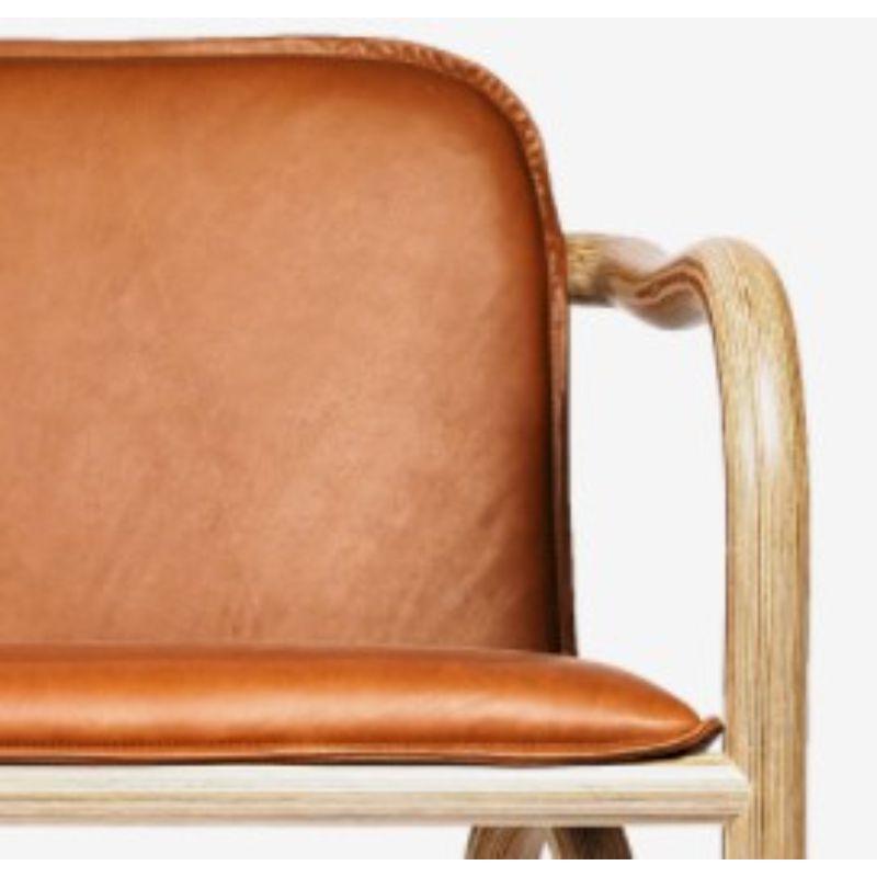 Birch Kolho Two Seater Natural, Cognac Leather by Made by Choice For Sale