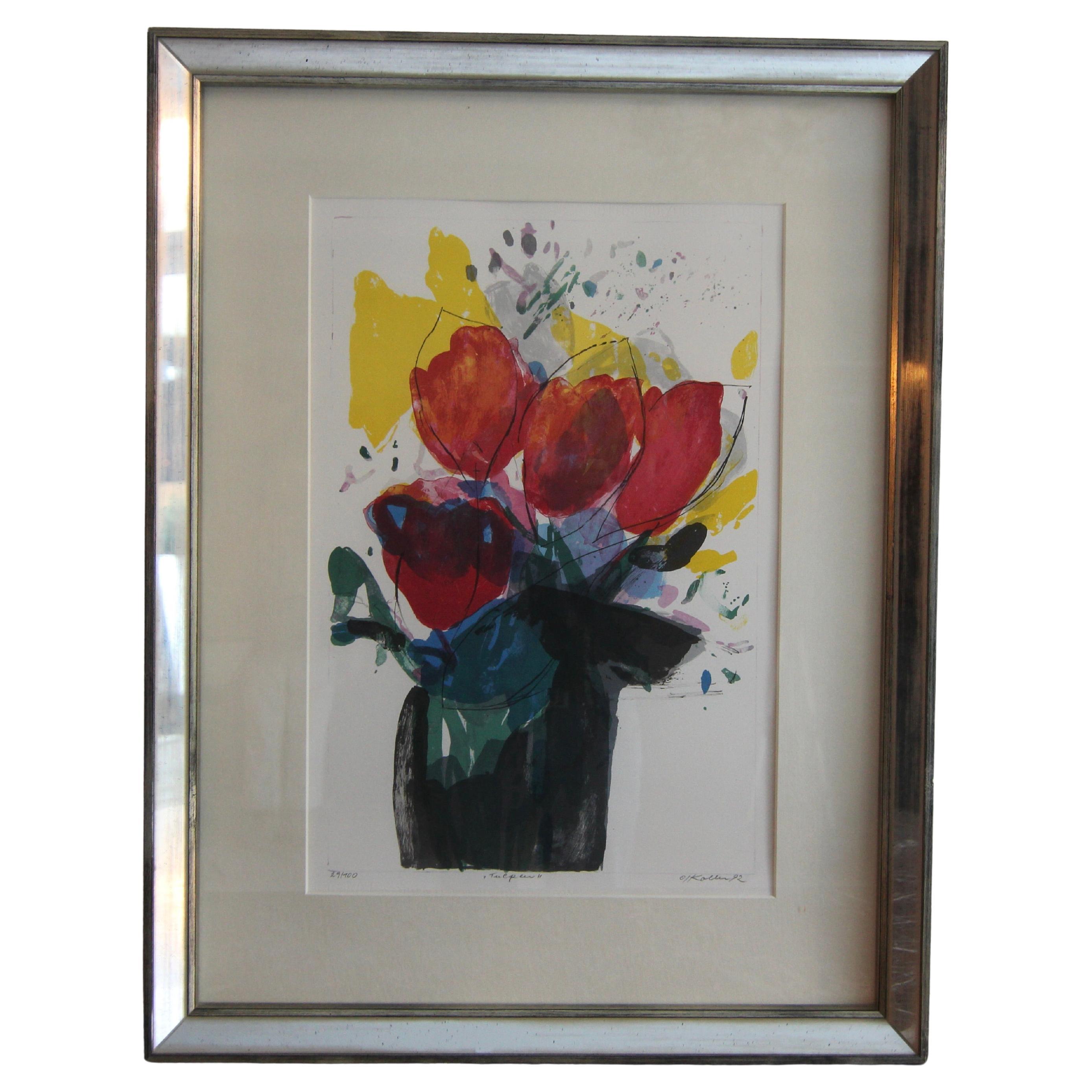 Koller, Oskar: ‘Tulips’, Colour Lithograph, 1992, No. 29/100 For Sale