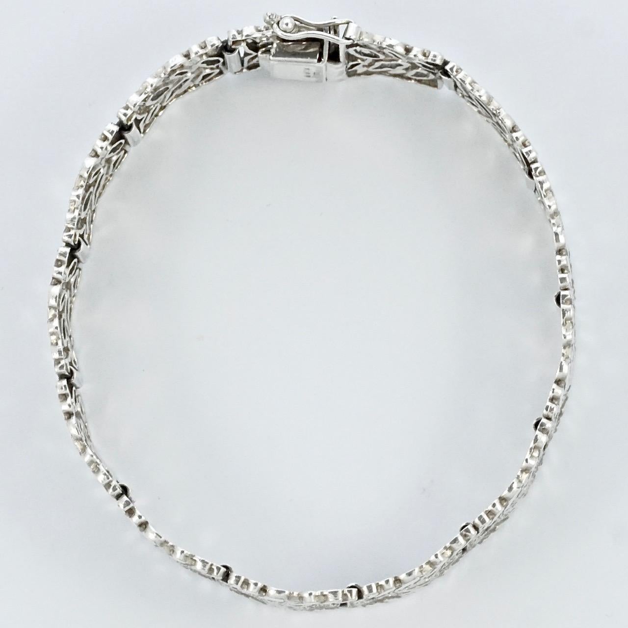 Kollmar & Jourdan Sterling Silver Modernist Panel Link Bracelet 1950s For Sale 2