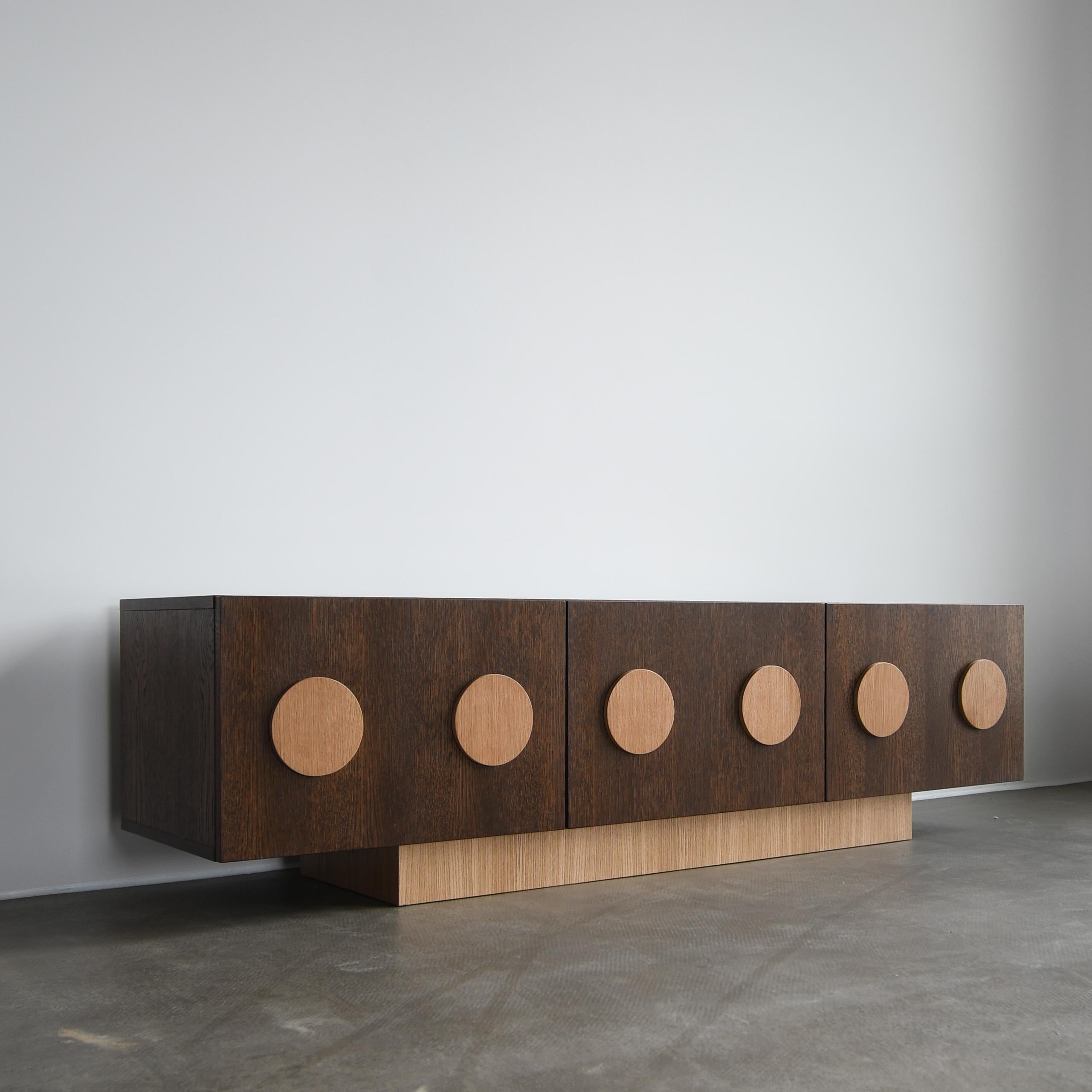 Kolma Extra Large Lowboard by Pastform
Dimensions: D 42,5 x W 200 x H 46 cm.
Materials: Stained and varnished wood.

The furniture in the picture is made in Classy/Natura color. Available in different wood color finishes and combinations. Available