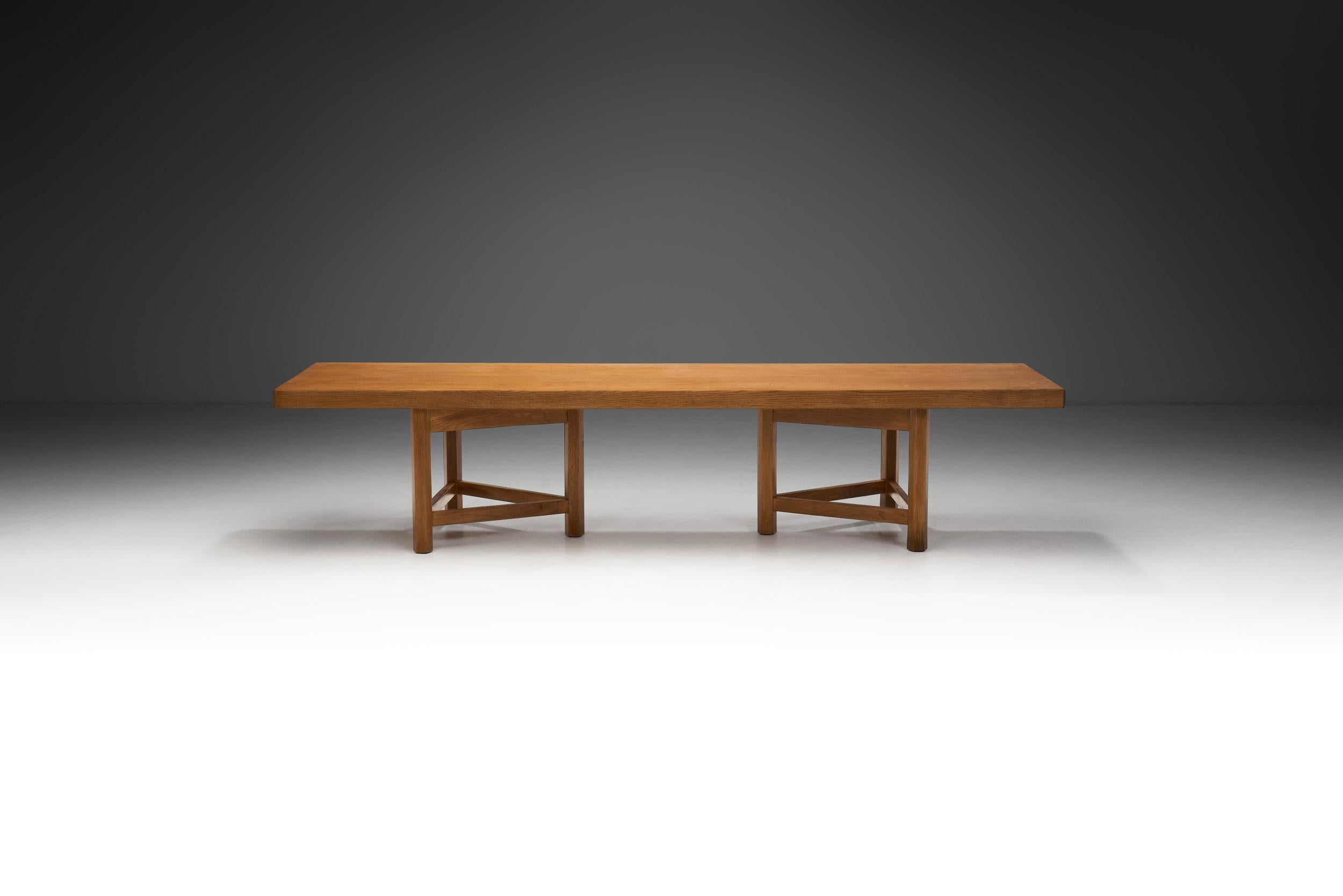 Mid-Century Modern Kolmiojalka Bench by Carl Gustaf Hiort af Ornäs for Puunveisto Oy, Finland 1950s For Sale