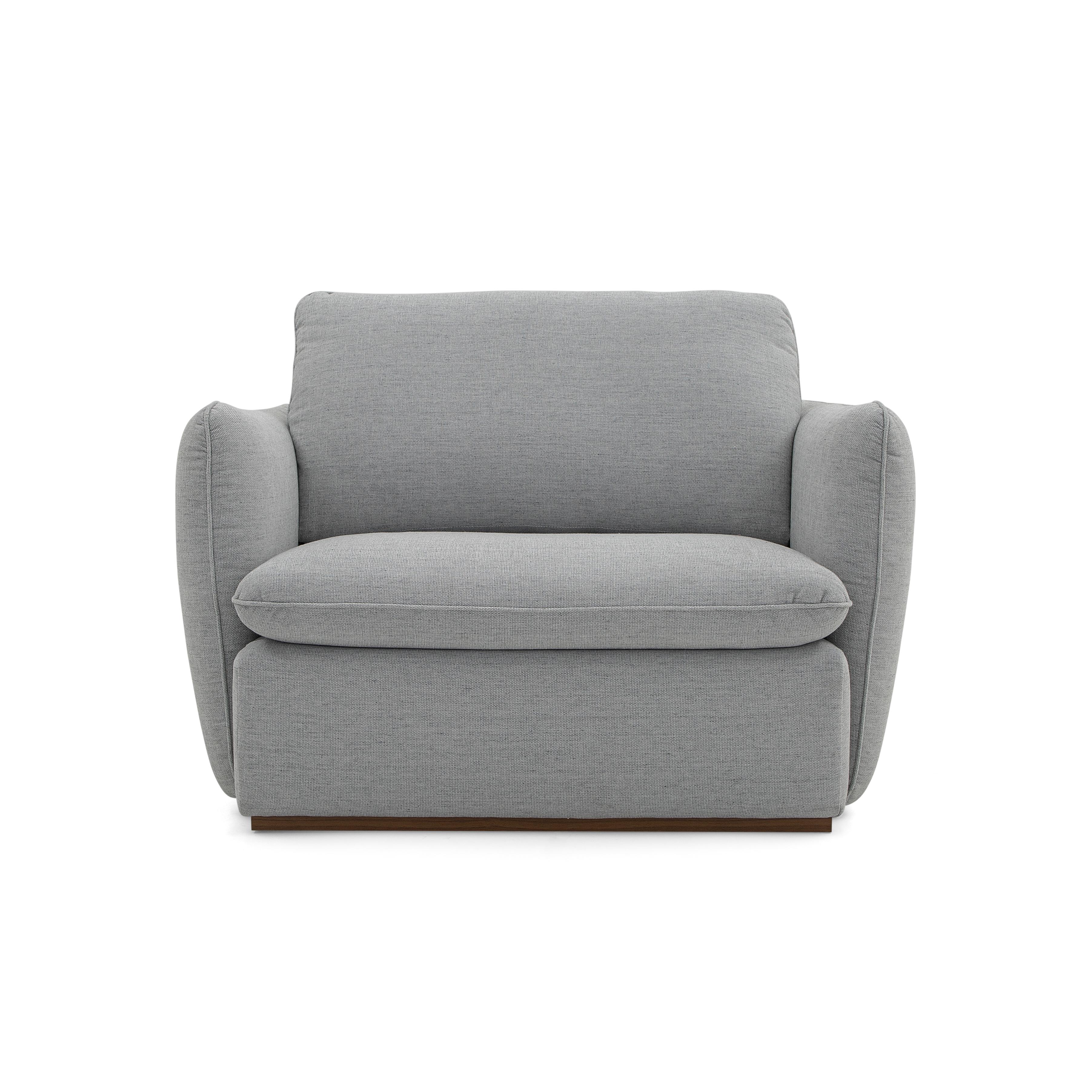 Contemporary Kolo Armchair Upholstered in Light Gray Fabric For Sale