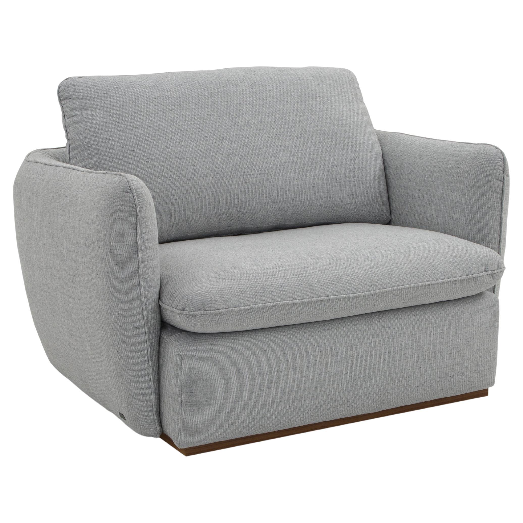 Kolo Armchair Upholstered in Light Gray Fabric For Sale