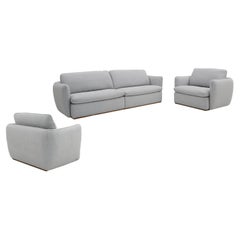 Kolo Sofa and Two Chairs Upholstered in Light Gray Fabric