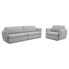 Kolo Sofa and One Chair Upholstered in Light Gray Fabric