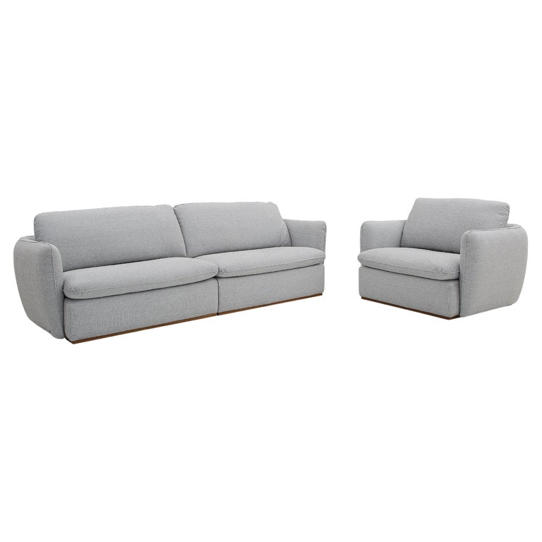 Kolo Sofa Sofa and Chair Set in a Light Grayish Blue Fabric For Sale at