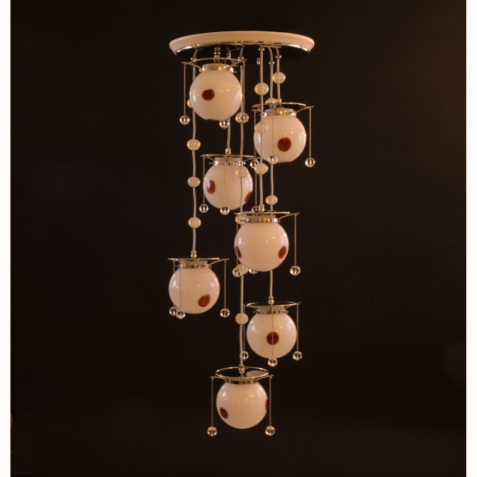Koloman Moser and Josef Hoffmann Jugendstil Chandelier, Re-Edition For Sale 3