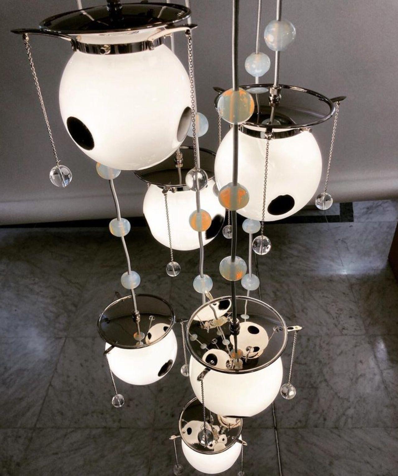 Koloman Moser and Josef Hoffmann Jugendstil Chandelier, Re-Edition For Sale 5