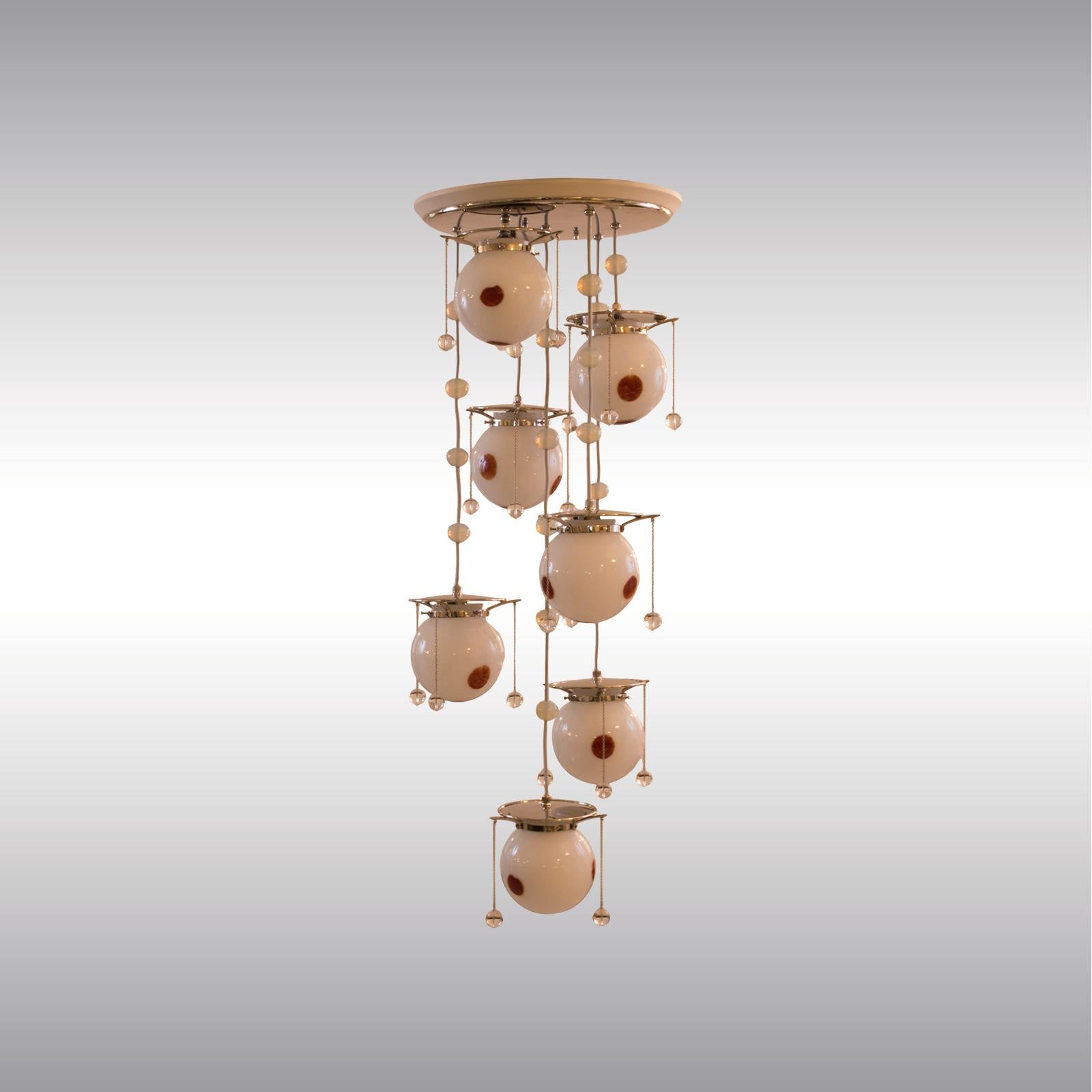 Austrian Koloman Moser and Josef Hoffmann Jugendstil Chandelier, Re-Edition For Sale