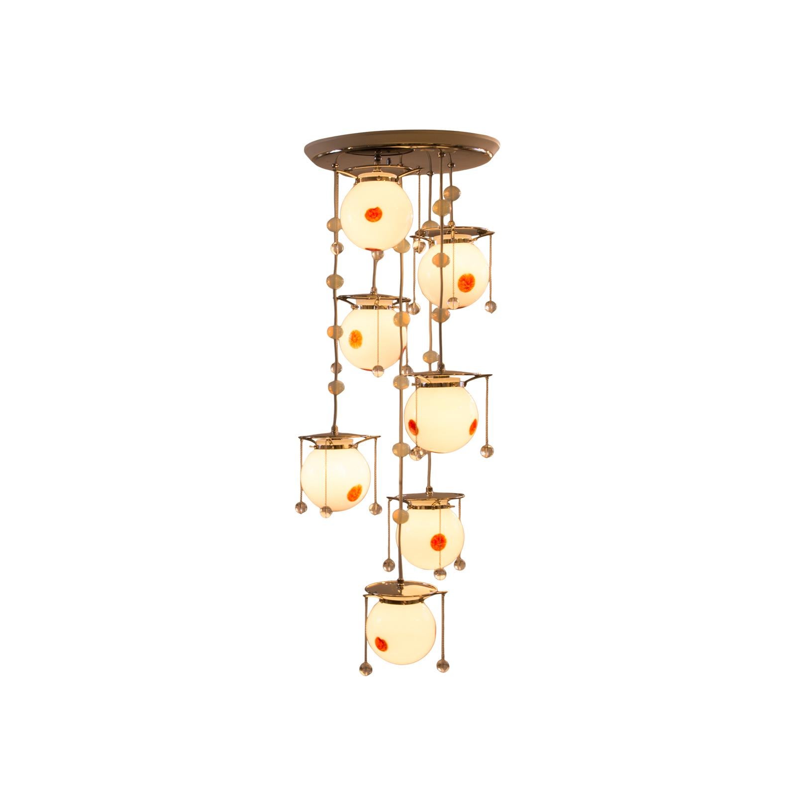 Koloman Moser and Josef Hoffmann Jugendstil Chandelier, Re-Edition In New Condition For Sale In Vienna, AT
