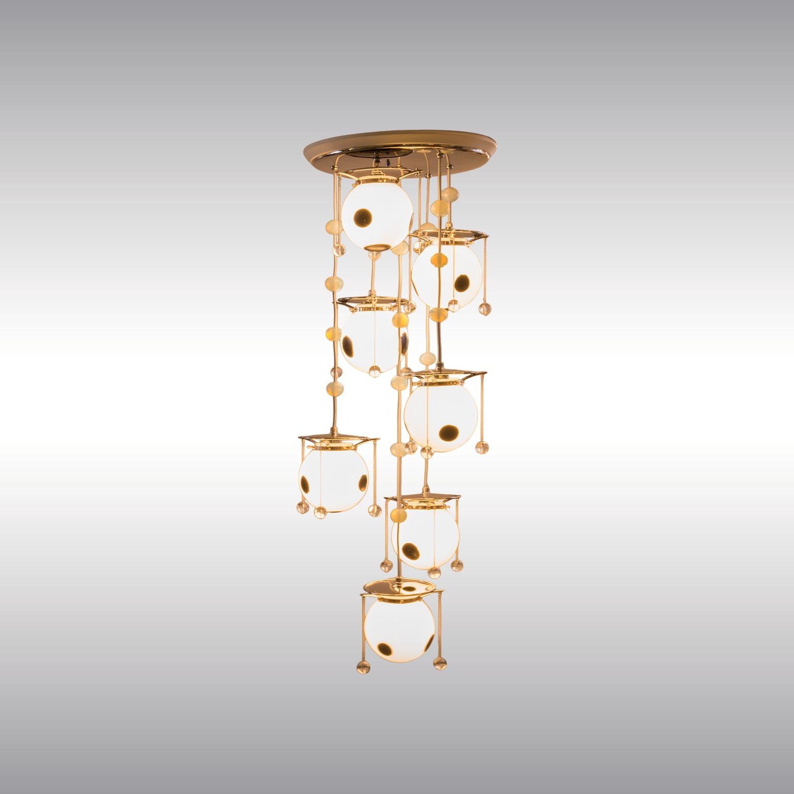Contemporary Koloman Moser and Josef Hoffmann Jugendstil Chandelier, Re-Edition For Sale