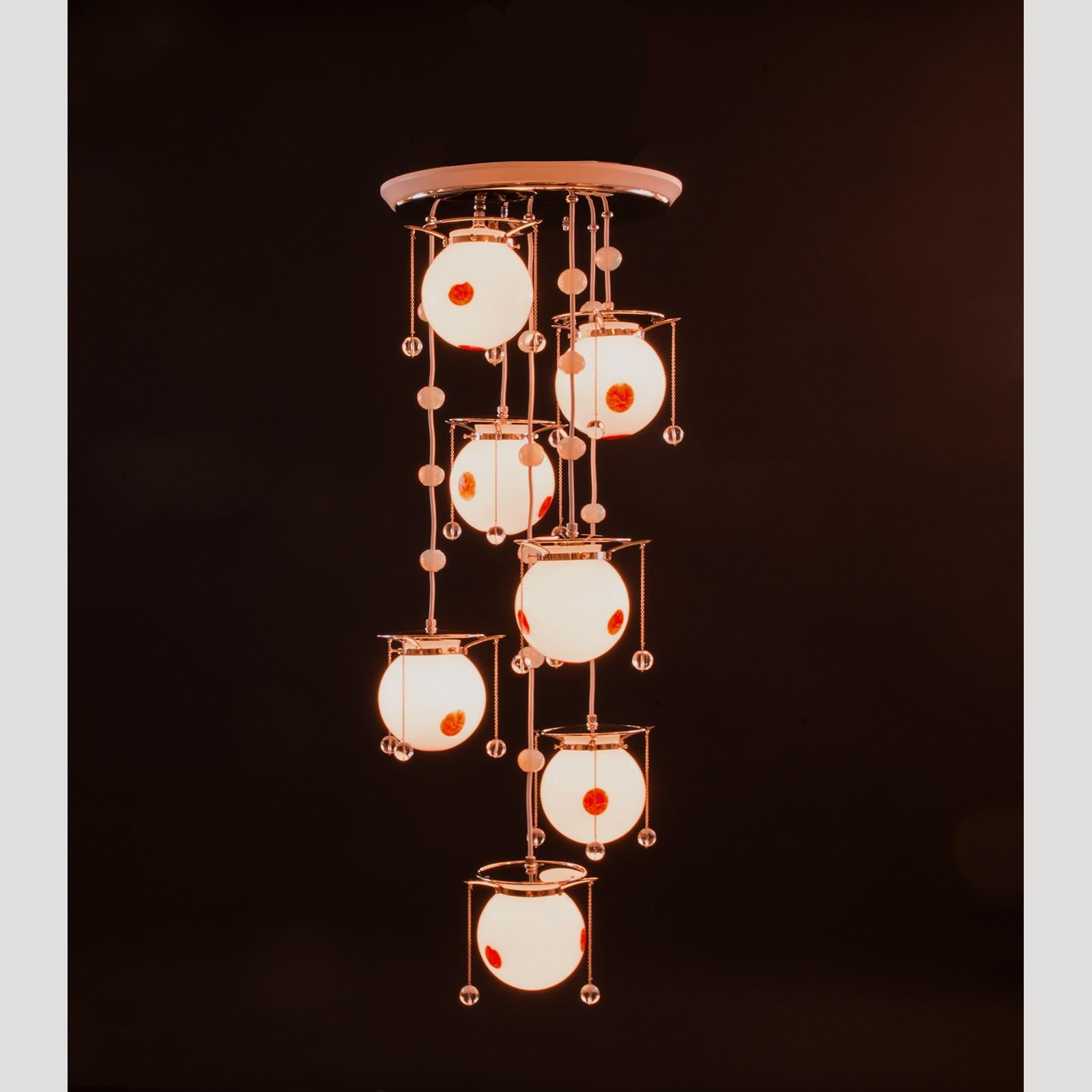 Brass Koloman Moser and Josef Hoffmann Jugendstil Chandelier, Re-Edition For Sale