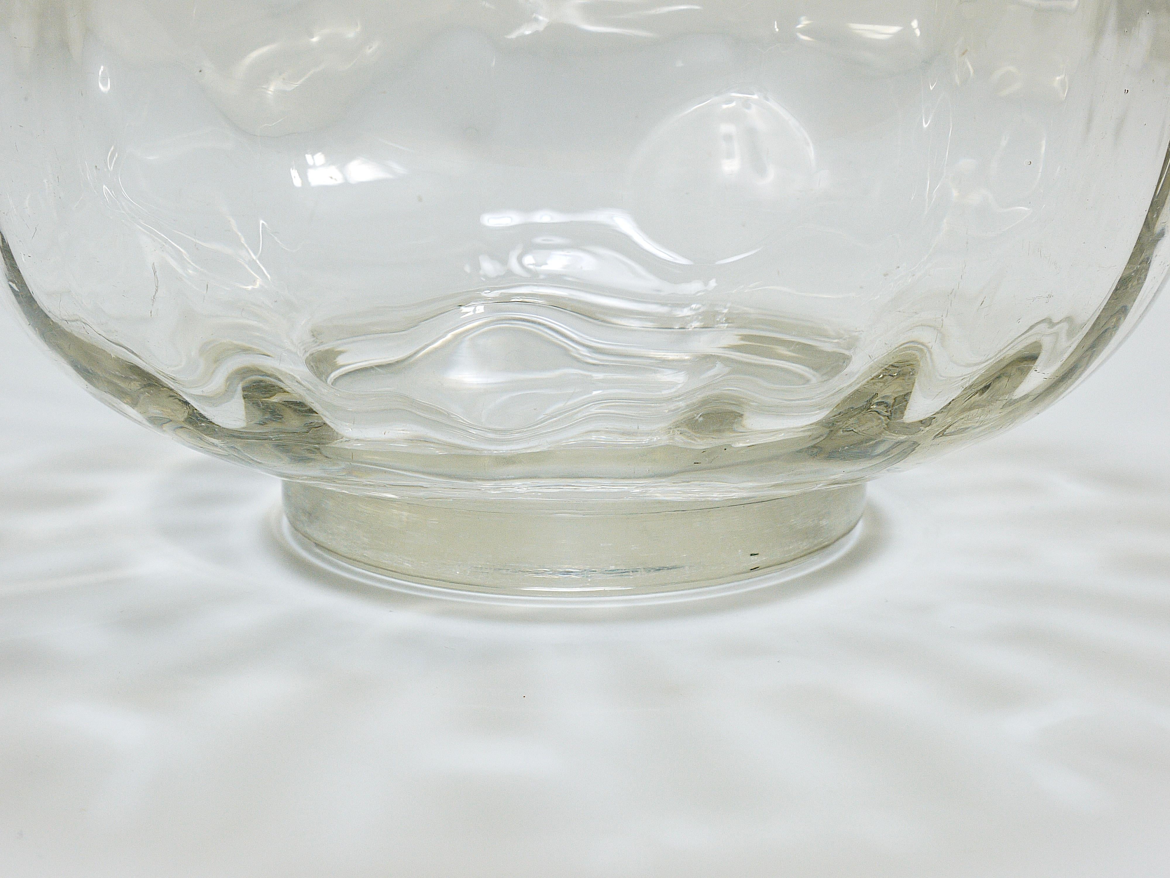 Early 20th Century Koloman Moser Art Nouveau Meteor Bowl With Silver Rim, Bakalowits Vienna, 1900s For Sale