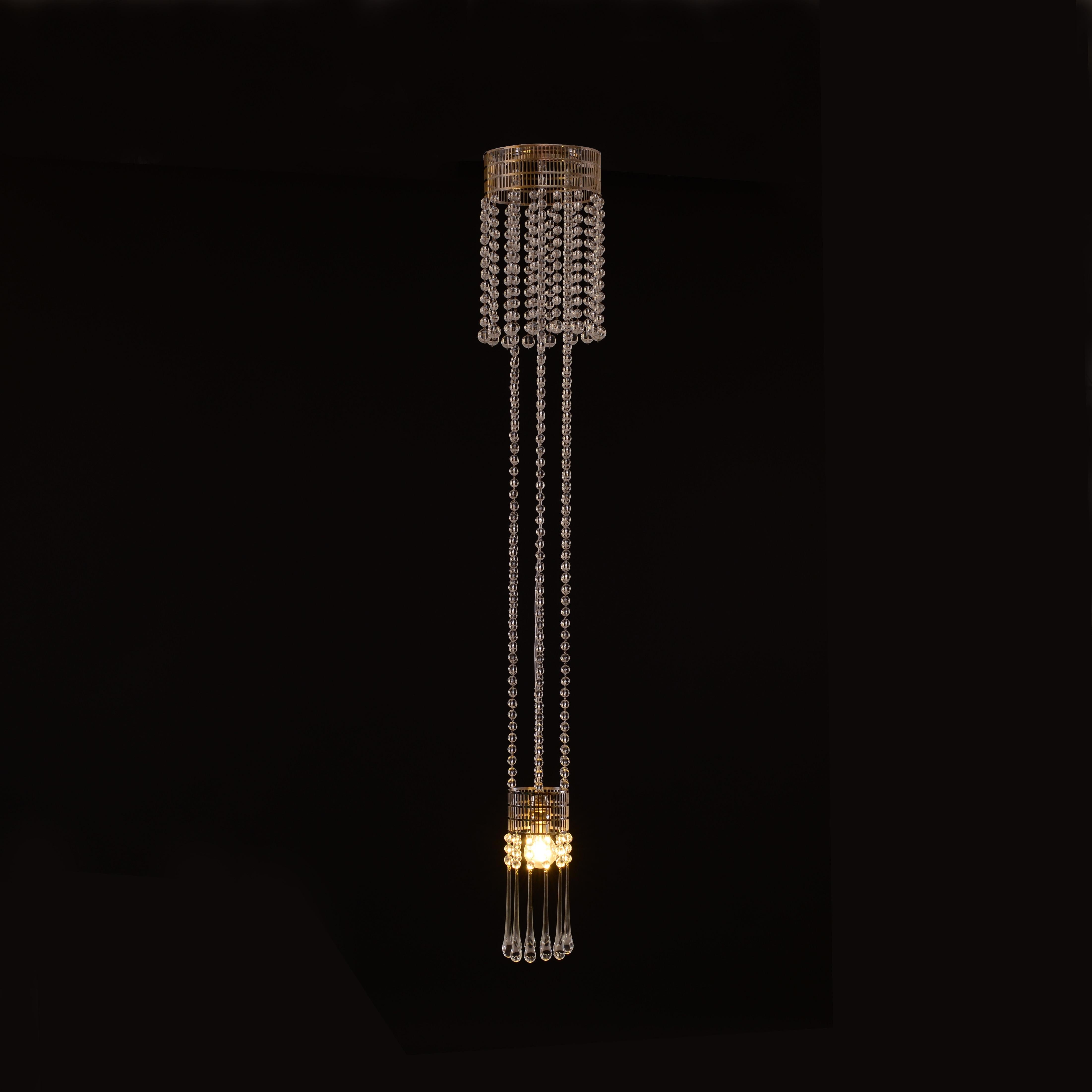Koloman Moser Crystal Glass and Brass Jugendstil Ceiling Lamp, Re-Edition In New Condition For Sale In Vienna, AT