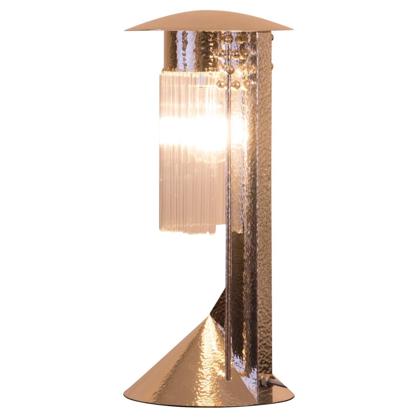 Kolo(man) Moser desc lamp Handhammered brass, silver-plated, Glasstubes