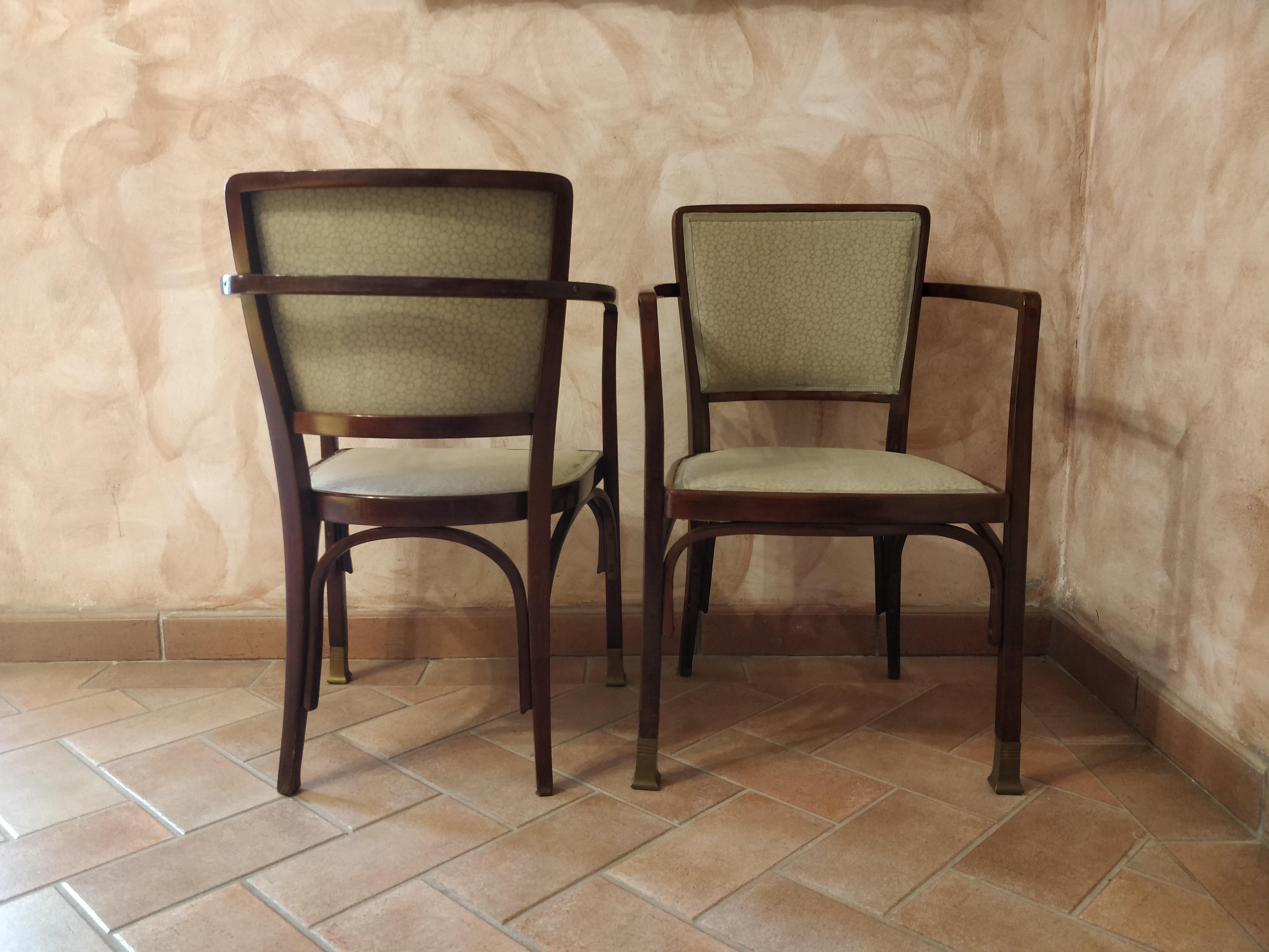 Koloman Moser pair of armchairs mod. 719 with expertise  In Good Condition For Sale In Firenze, FI