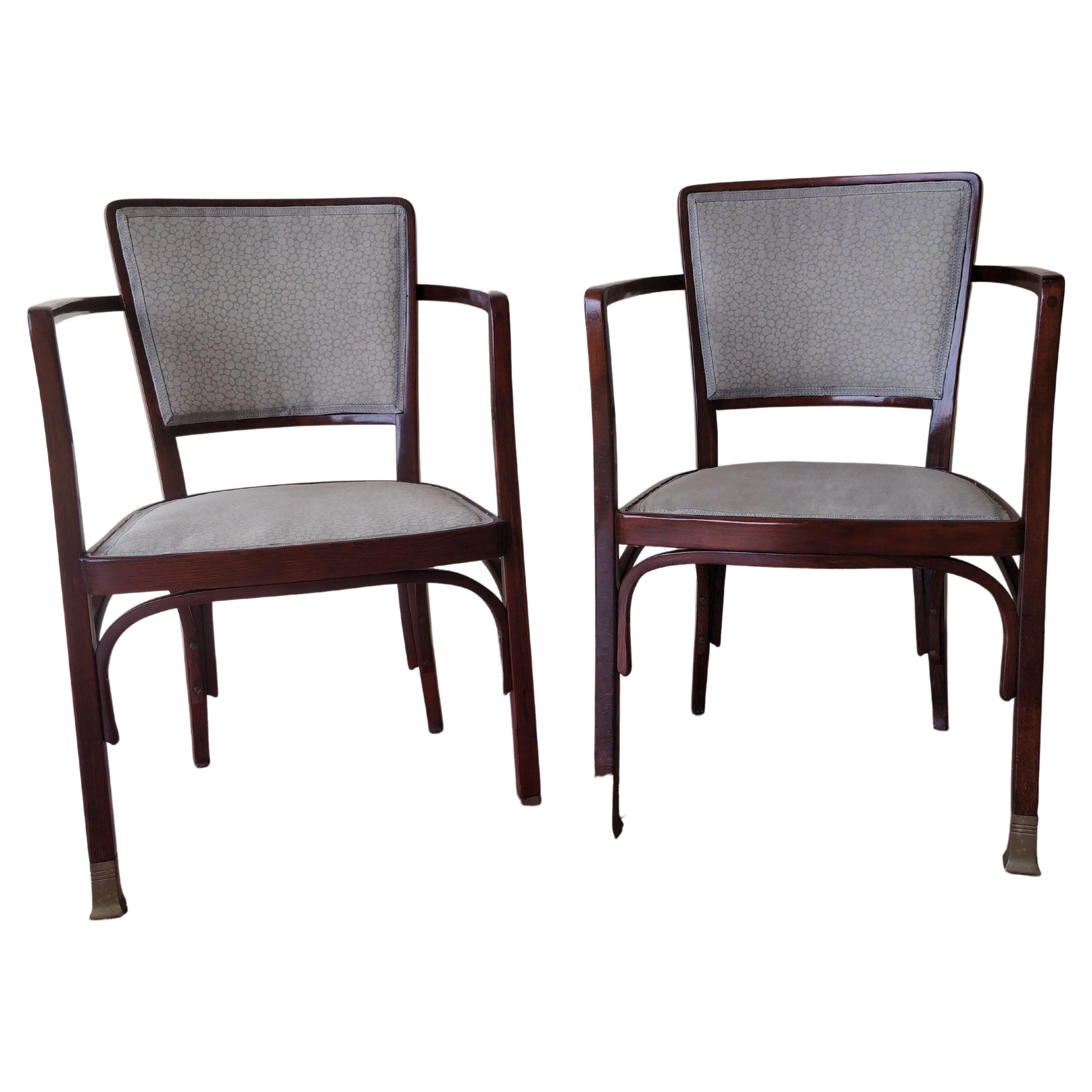 Koloman Moser pair of armchairs mod. 719 with expertise  For Sale