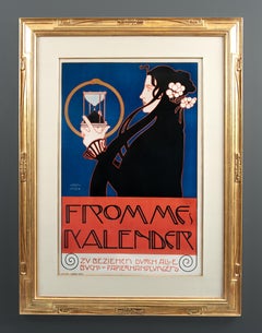 Fromme's Kalender Art Nouveau Litografia Poster Koloman Moser Vienna Secessione