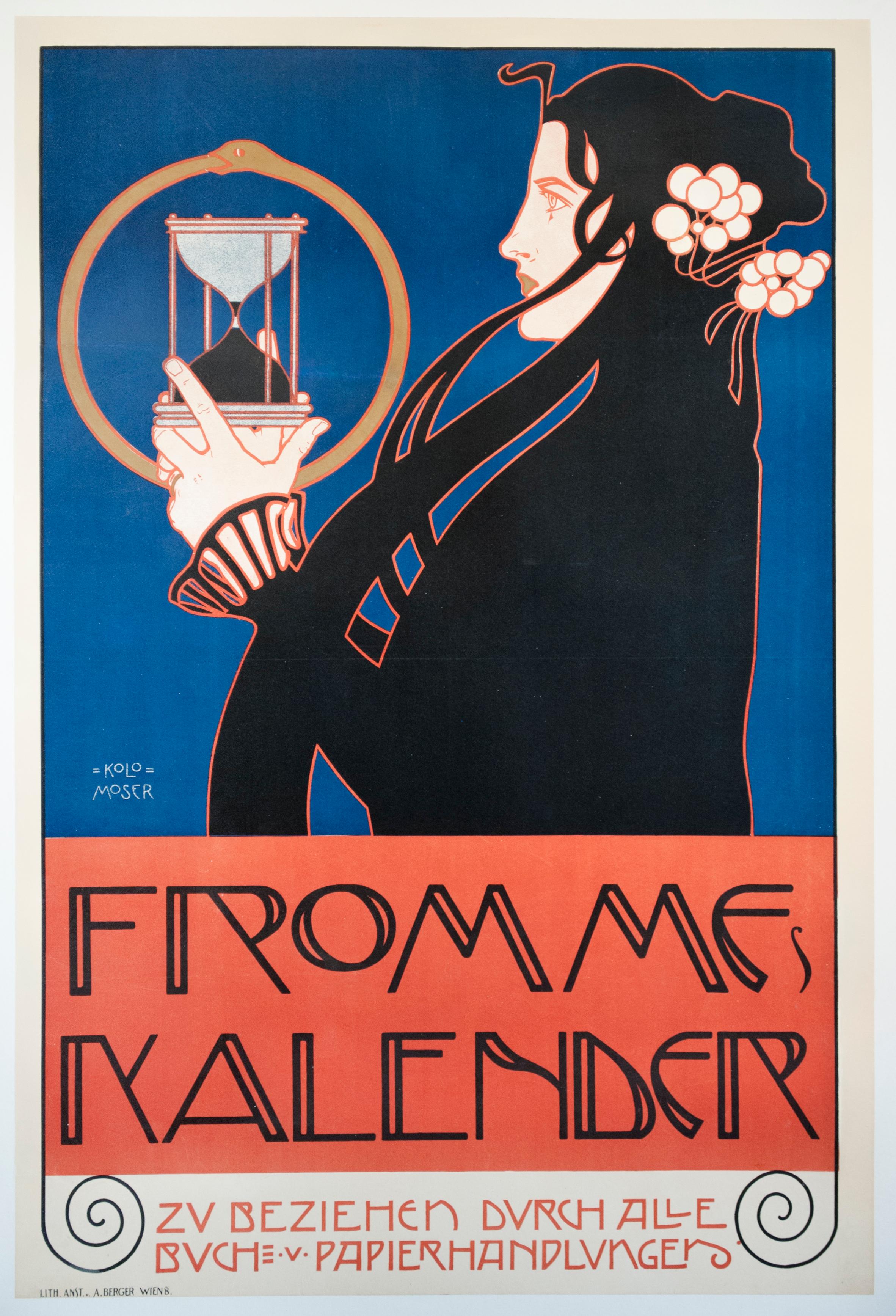 Koloman Moser - Fromme's Kalender Art Nouveau Litografia Poster Koloman  Moser Vienna Secessione in vendita su 1stDibs