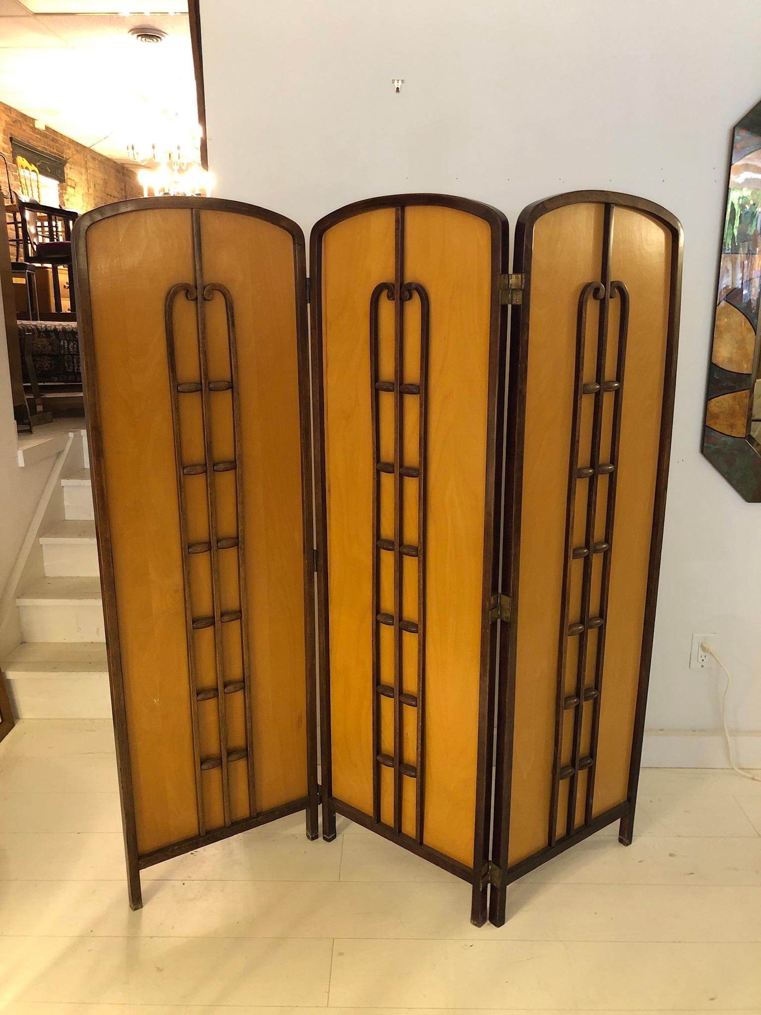 Austrian Koloman Moser Three-Panel Screen For Sale