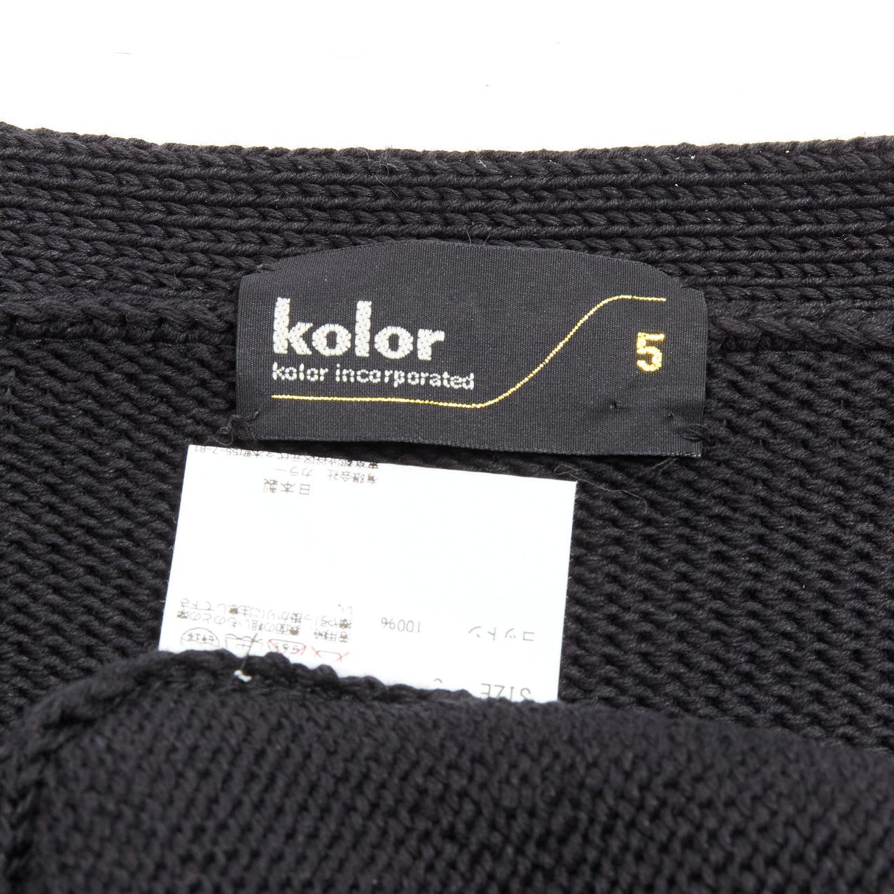 KOLOR black yellow intarsia fair isle 100% cotton cardigan jacket JP5 XXL For Sale 4