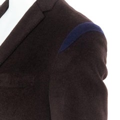KOLOR dark brown navy blue duo-colour constructed panels tailored long coat JP3