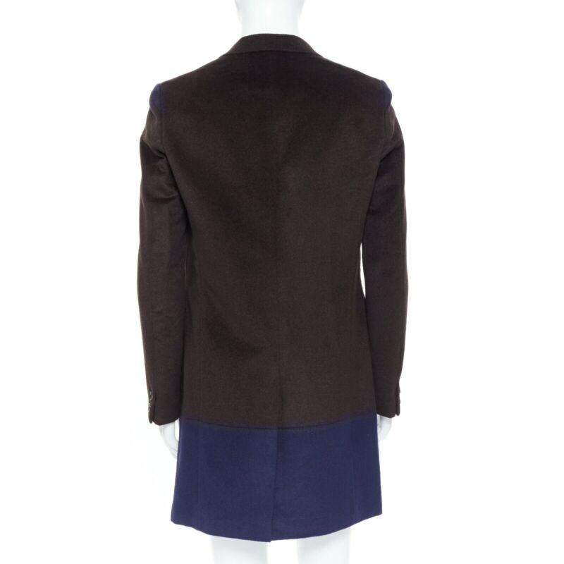 KOLOR dark brown navy blue duo-colour constructed panels tailored long coat JP3 For Sale 2