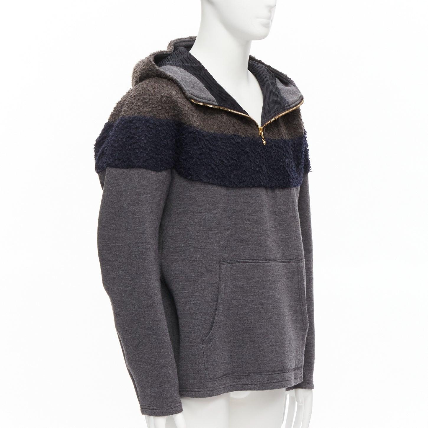 KOLOR grau navy Wolle Mischung Colorblock dolman Ärmel halben Reißverschluss Hoodie JP5 XXL (Schwarz) im Angebot